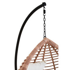 Goa Natural Rattan Effect Hanging Egg Chair Swing Cream Cushions