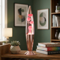 Global Gizmos Rose Gold Lava Lamp - 16 Inch Pink Wax & Clear Liquid