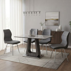Zermatt 120cm Grey Ceramic Dining Table and 4 Zermatt Dining Chairs