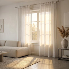 White Amber Textured Voile Curtain Panel - 55" x 90" Home Collection