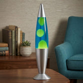Global Gizmos 16" Retro Lava Lamp - Blue Liquid & Green Wax, Silver