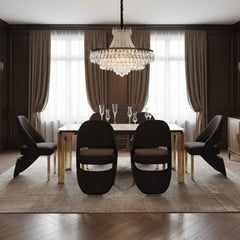 Sorrento White Marble 180cm Table & 6 Santorini Black & Gold Chairs