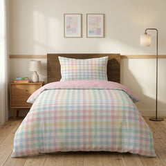 Gaveno Cavailia Pastel Gingham Single Duvet Cover Microfibre Bed Set