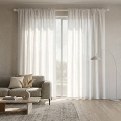 Linen White Voile Curtain Panel - Lightweight Slot Top 55" x 90"