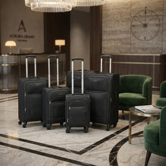 Sunrise Bags 5-Piece Expandable Suitcase Set - Black 4-Wheel Luggage