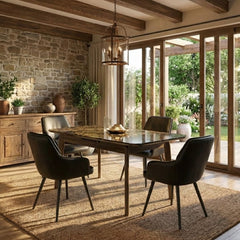Arizona Extending Black Gold Ceramic Table & 4 Palermo Black Chairs