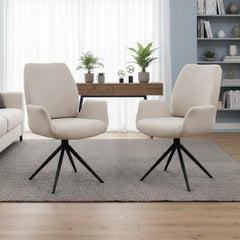 Set of 2 Beige Fairmont 360 Swivel Dining Chairs | Modern Fabric