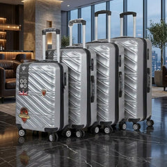 Silver 4-Piece ABS Luggage Set - TSA Lock & 360° Spinner Wheels