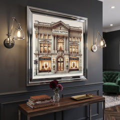 LV Store Silver Step Frame Wall Art 70x70cm Luxury Home Decor Statement