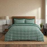 Gaveno Cavailia Forest Green Gingham King Duvet Cover Bedding Set