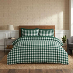 Gaveno Cavailia Forest Green Gingham King Duvet Cover Bedding Set