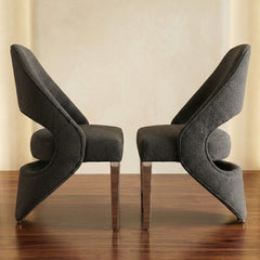 Set of 2 Santorini Grey & Silver Dining Chairs | Luxury Shimmer Fabric