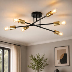 Lucca Ceiling Light - Modern 6-Spotlight Black and Brass Fixture