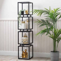 4-Tier Square Black & Grey Display Unit