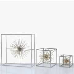 40cm Starburst Decoration Silver With Gold Ball