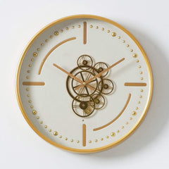 46CM White & Gold Gears Wall Clock