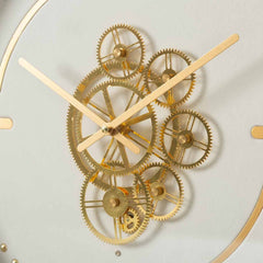 46CM White & Gold Gears Wall Clock