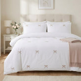 Gaveno Cavailia Pink Bow Embroidered Double Duvet Cover Bedding Set