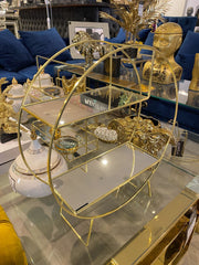 47Cm Gold Round Standing Mirror Shelf
