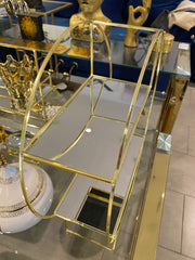 47Cm Gold Round Standing Mirror Shelf
