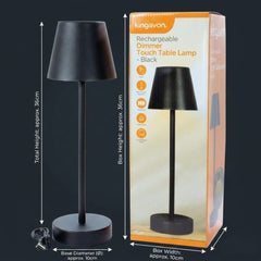 Duchi 36cm LED Touch Lamp - Cordless, Rechargeable & Dimmable Black