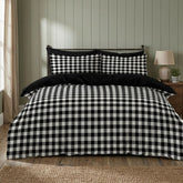 Gaveno Cavailia Black Gingham Double Duvet Cover Microfibre Bed Set