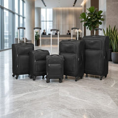 Sunrise Bags 5-Piece Expandable Suitcase Set - Black 4-Wheel Luggage