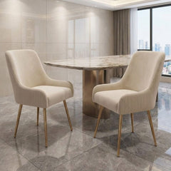 Marco Dining Chair Brushed Velvet In Mink Gold Legs - Sold In Pairs