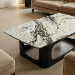 Lina Grey Marble Coffee Table - Modern Rectangular Stone Living Room