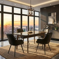 Arizona Extending Black Gold Ceramic Table & 4 Palermo Black Chairs
