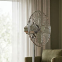 16" Chrome Metal Stand Fan - Oscillating & Adjustable Pedestal Fan