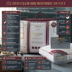 Bed Club 13.5 Tog Double Microfibre Duvet - Soft Down-Like Winter Quilt