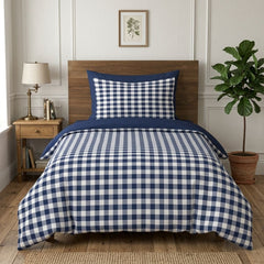 Gaveno Cavailia Blue Gingham Single Duvet Cover Microfibre Bed Set