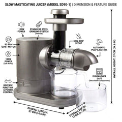 150W Slow Masticating Juicer - Cold Press with Anti-Slip Feet