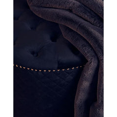 Zamora Round Black Velvet Ottoman - Button Tufted with Stud Detail