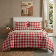 Gaveno Cavailia Red Gingham King Duvet Cover Microfibre Bedding Set