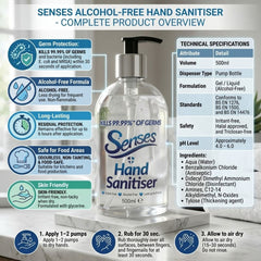 Senses Alcohol Free Hand Sanitiser 500ml Pump Bottle Box of 12
