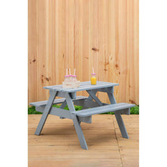 Brighton Grey Wooden Kids Picnic Bench Outdoor Garden Table Set