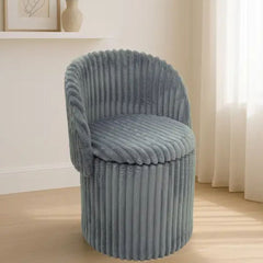 3 In 1 Grey Malibu Bouclé Ottoman Storage Stool - Modern Round Seat