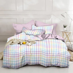Gaveno Cavailia Pastel Gingham King Duvet Cover Microfibre Bed Set