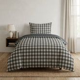 Gaveno Cavailia Charcoal Gingham Single Duvet Cover Bedding Set