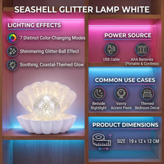 Home Luxe Seashell Pearl Glitter Lamp LED 7 Colour Changing | White