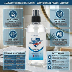 Lessxcoco 70% Alcohol Instant Hand Sanitizer 300ml Pump Box of 72