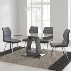 Zermatt 120cm Grey Ceramic Dining Table and 4 Zermatt Dining Chairs