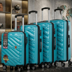 Aqua 4-Piece ABS Luggage Set - TSA Lock & 360° Spinner Wheels