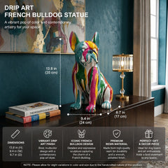 Lesser & Pavey Drip Art French Bulldog Figurine - Colorful Home Decor