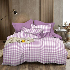 Gaveno Cavailia Lilac Gingham King Duvet Cover Microfibre Bedding Set