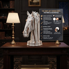 Home Luxe Modern Drip Art Horse Head Bust Sculpture Figure | White