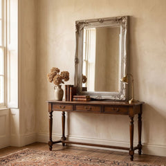 Vintage Antique Silver Wall Mirror 60x90cm Ornate Baroque Frame