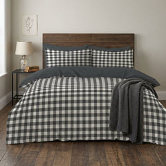 Gaveno Cavailia Charcoal Gingham King Duvet Cover Microfibre Bed Set